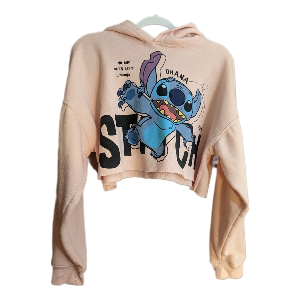 Pink cropped stitch hoodie